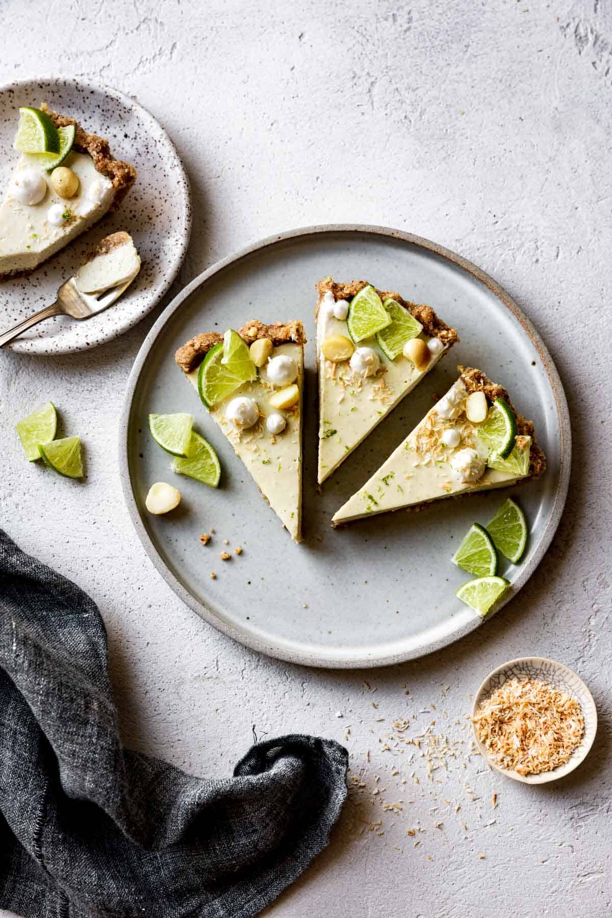 slices of paleo key lime pie on a plate