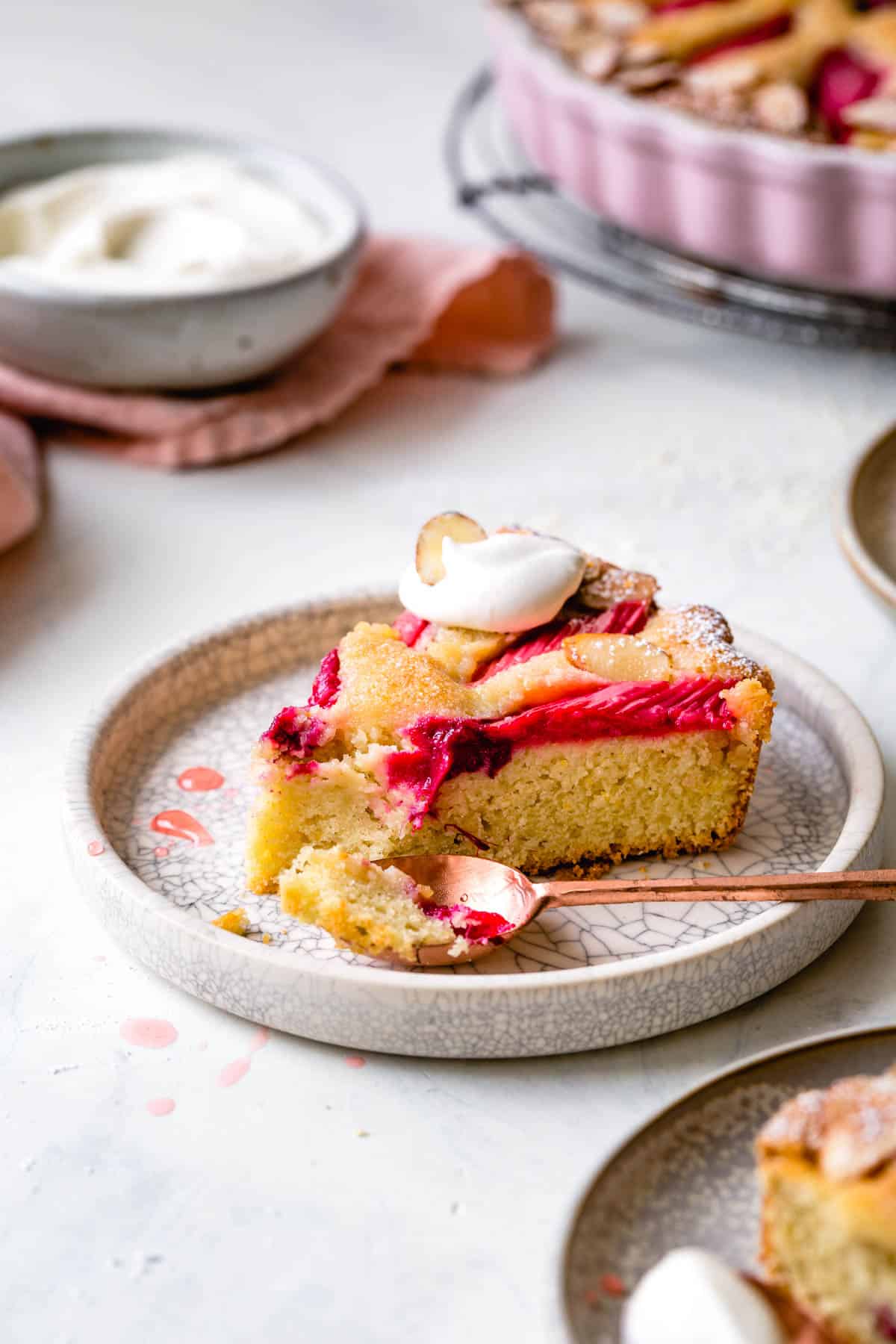 Rhubarb Upside Down Cake with Gluten Free Strawberry-Almond Sponge