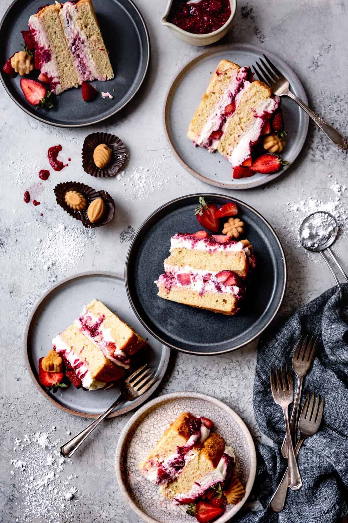 slices of gluten-free sponge cake on plates