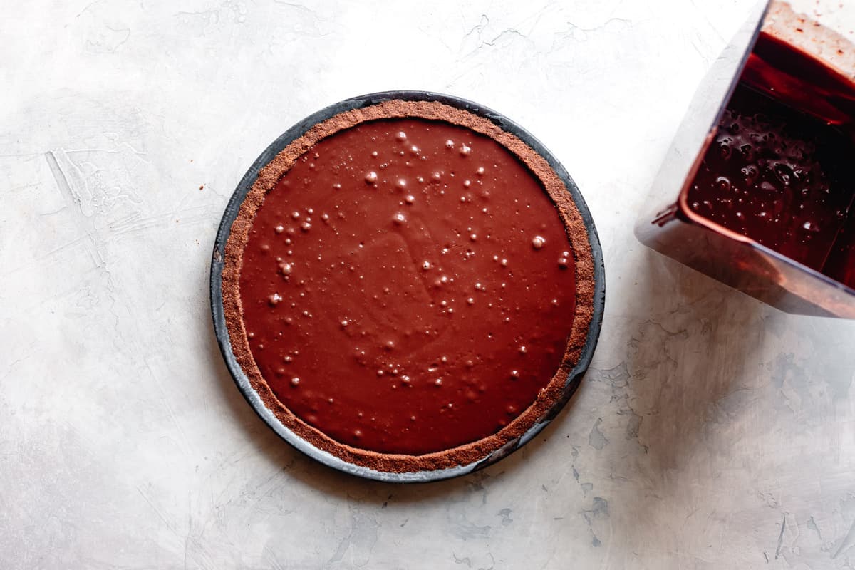 chocolate pie filling in the crust