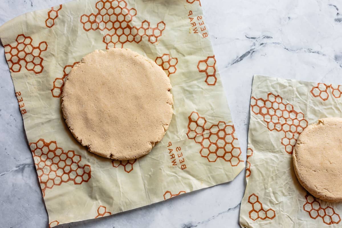 wrapping dough in beeswax wrap to chill