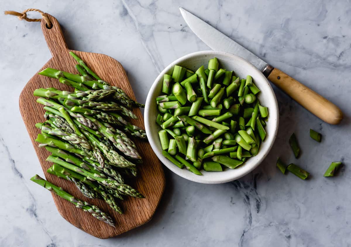 prepared asparagus pieces and tips