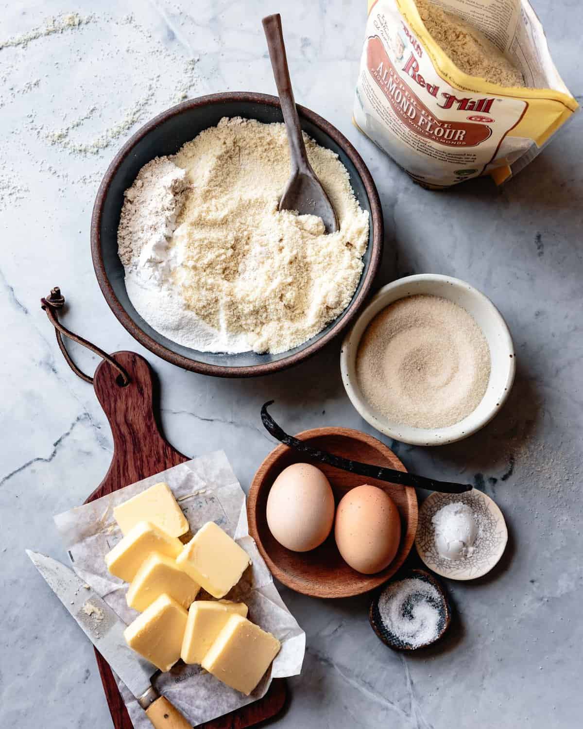 ingredients for almond flour madeleines