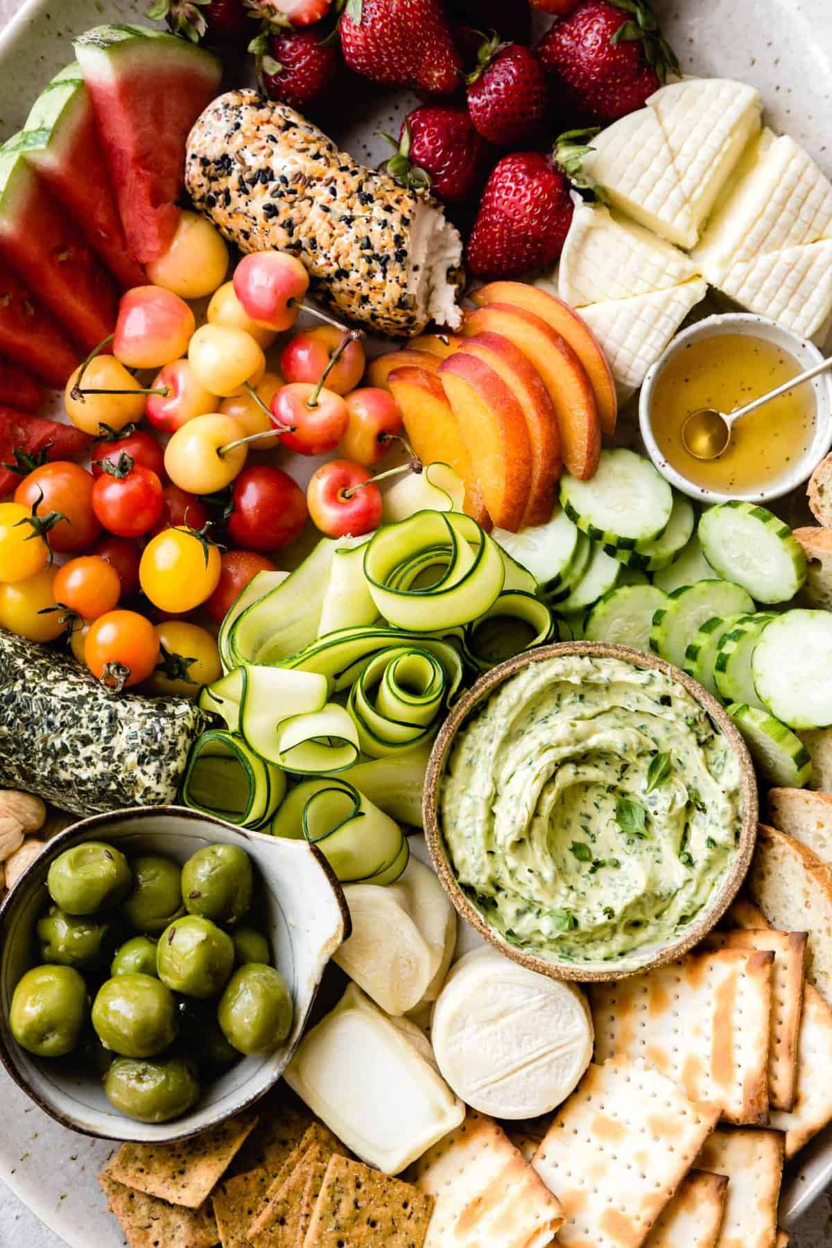 cheese board shown close up with 