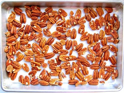 pecans in baking tray