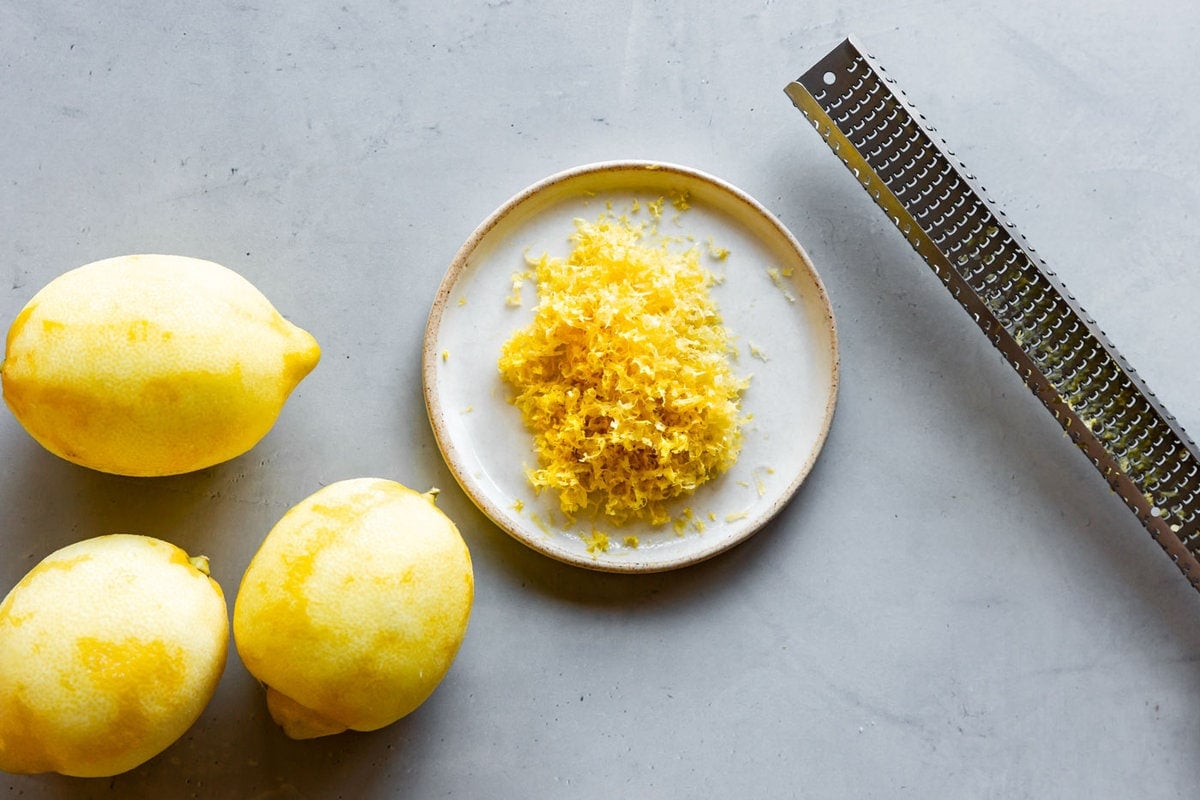 lemon zest on a plate