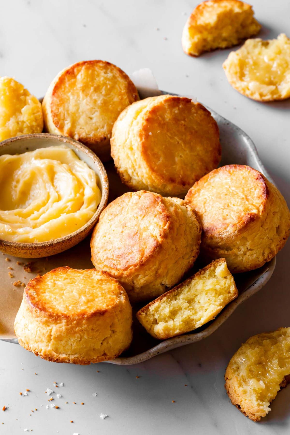 biscuits are arranged in a serving bowl looking beautiful