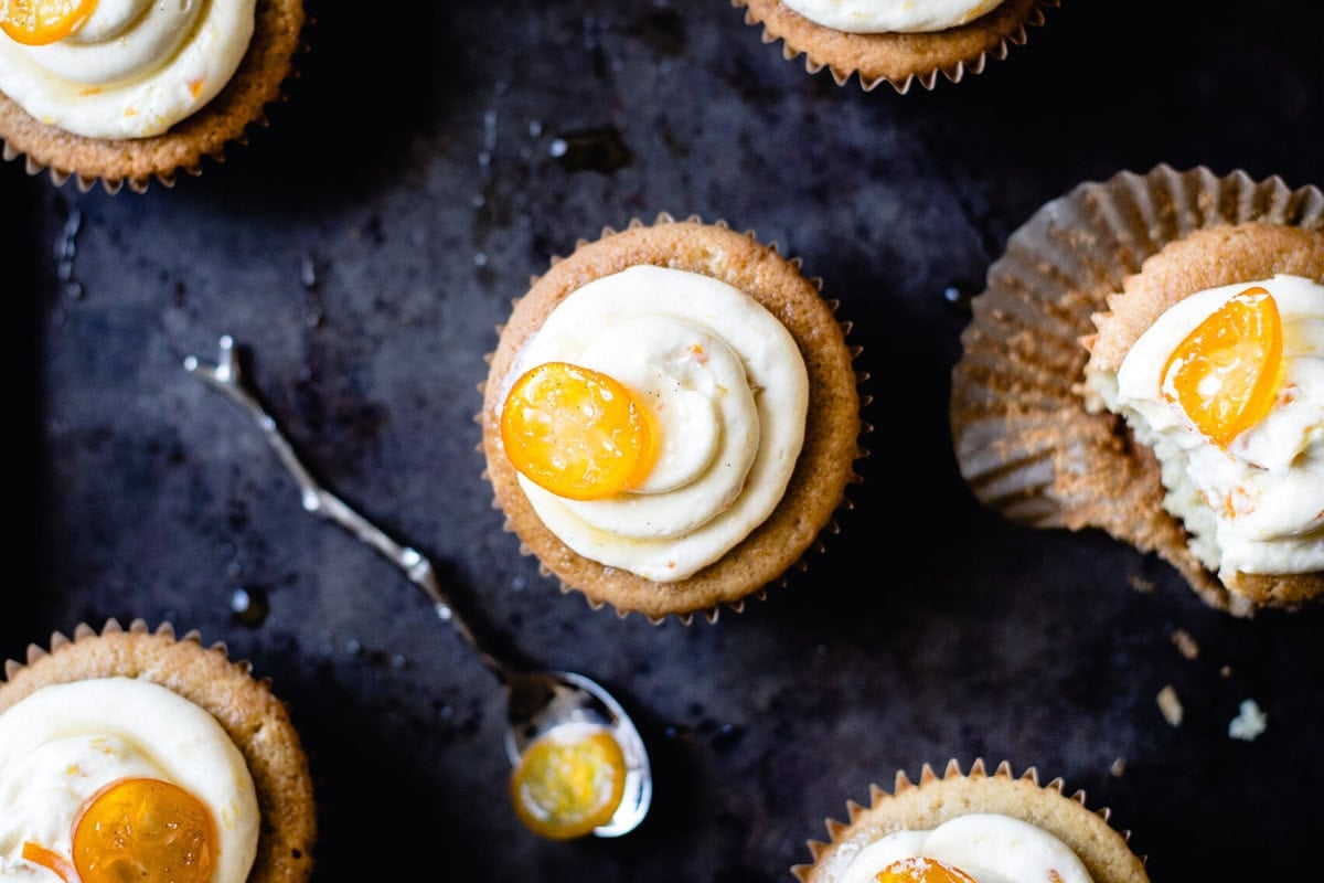 kumquat slices garnish cupcakes