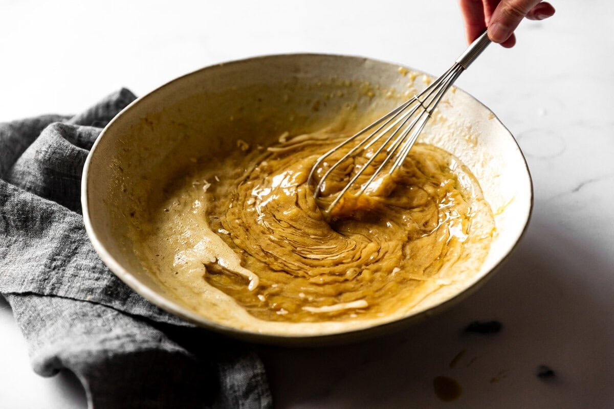 whisking the wet ingredients