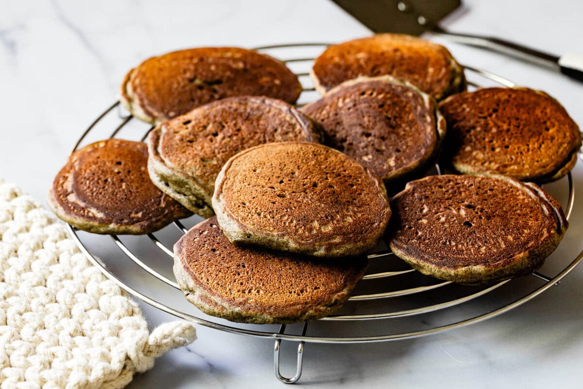 cooling pancakes on a wire rack