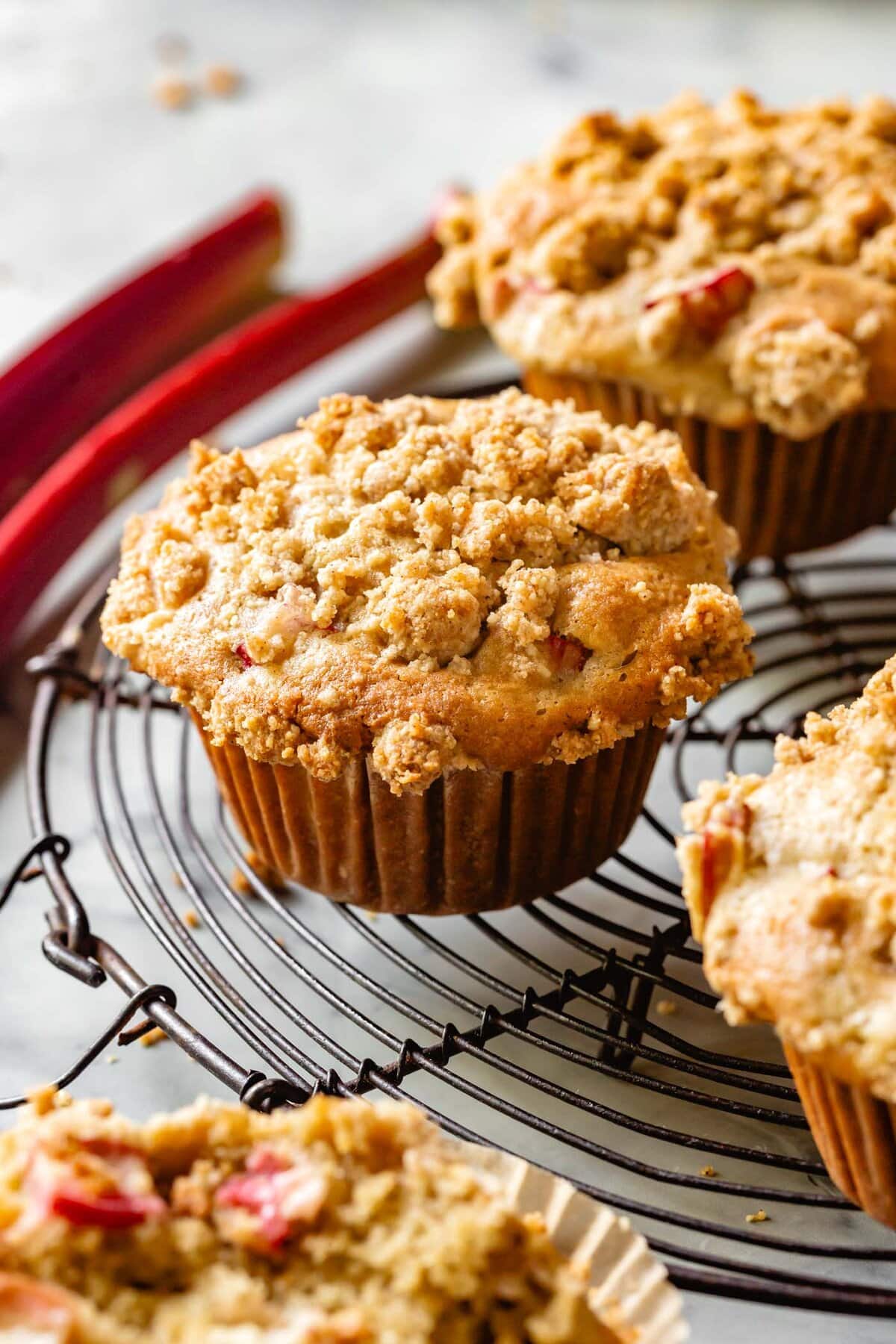 golden, streusel-coated muffins