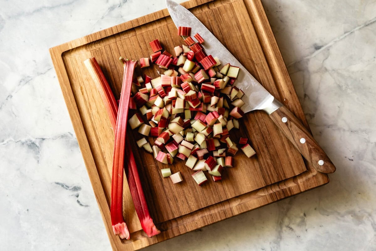 prepping the rhubarb