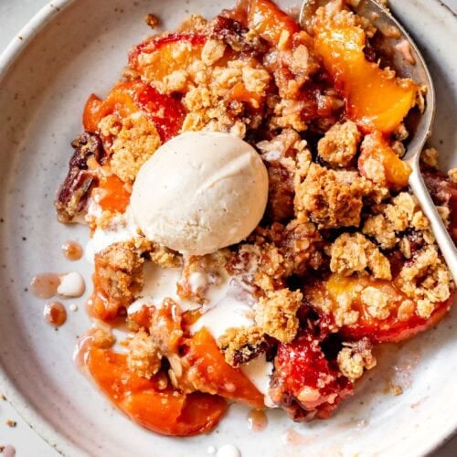 Fresh Peach Crisp with Gluten-Free Almond Flour Crumble • The