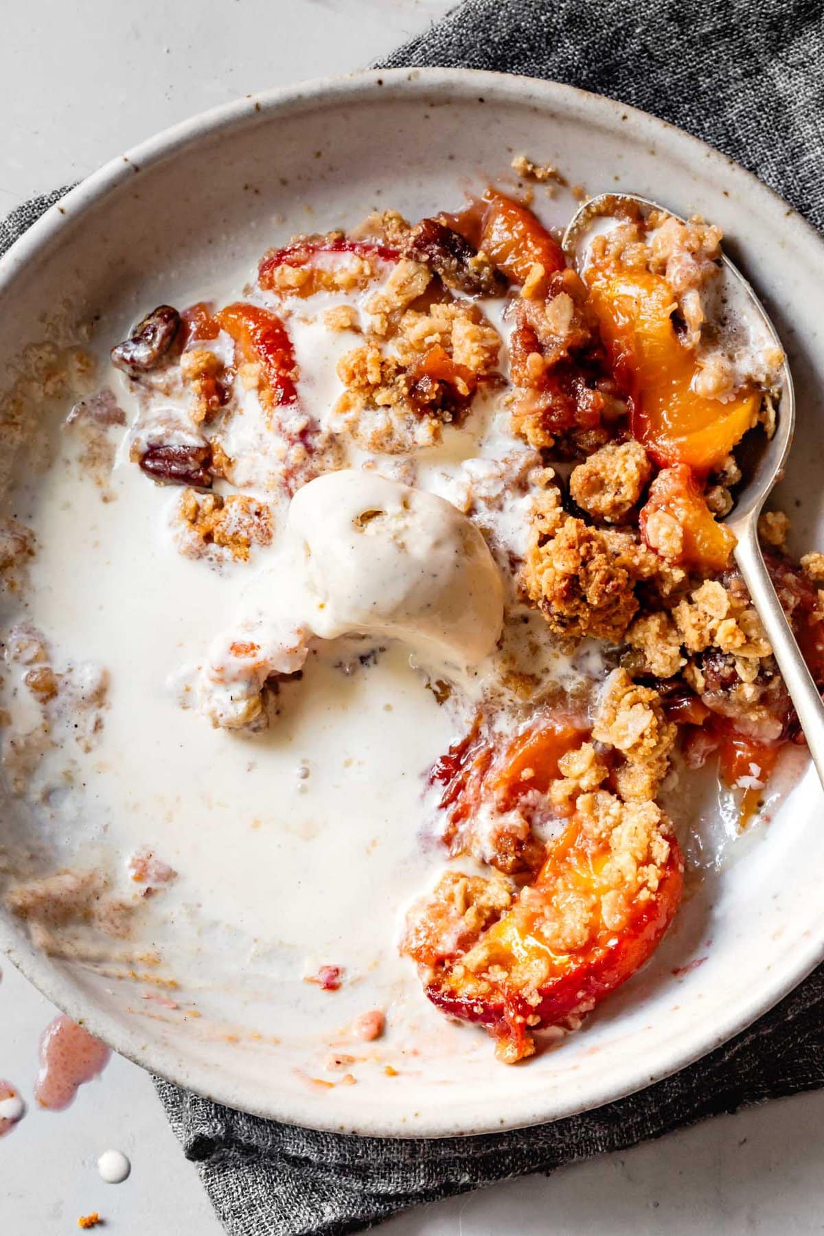 crisp in a bowl with ice cream