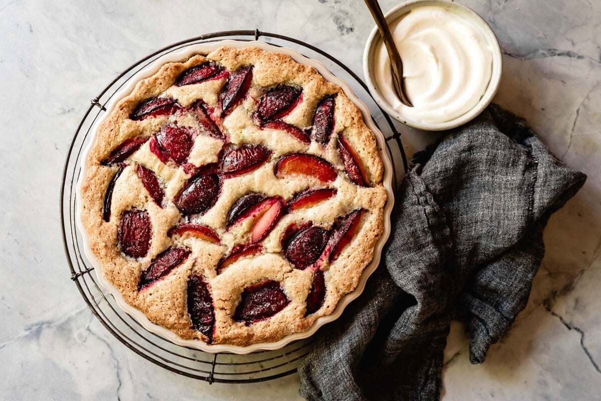 the baked cake fresh from the oven